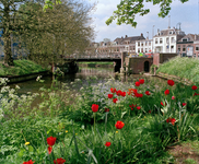 842547 Gezicht op de Noorderbrug over de Stadsbuitengracht te Utrecht, vanaf de Weerdsingel O.Z., met op de voorgrond ...